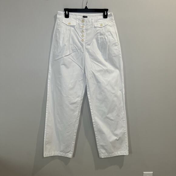 J. Crew Pleated Button Front Pant In Chino Women’s Size 6 White - Picture 1 of 5